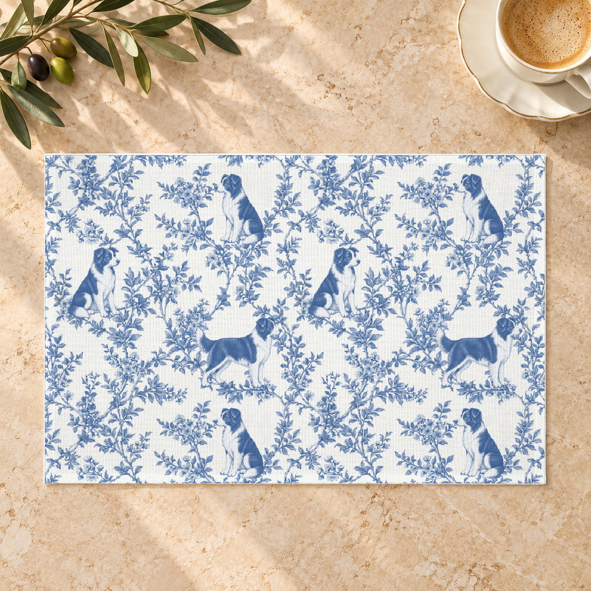 Border Collie toile placemat — 01 Limestone Hero Blue