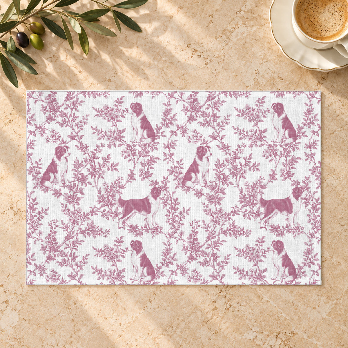 Border Collie toile placemat — 01 Limestone Hero Pink