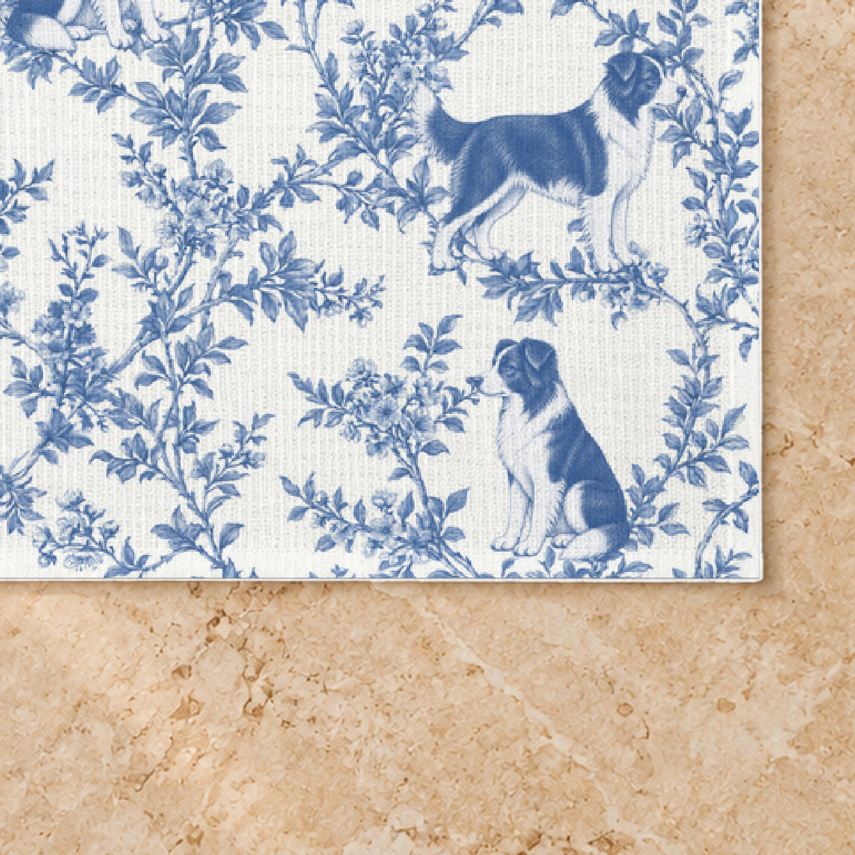 Border Collie toile placemat — 03 Fabric Detail Blue