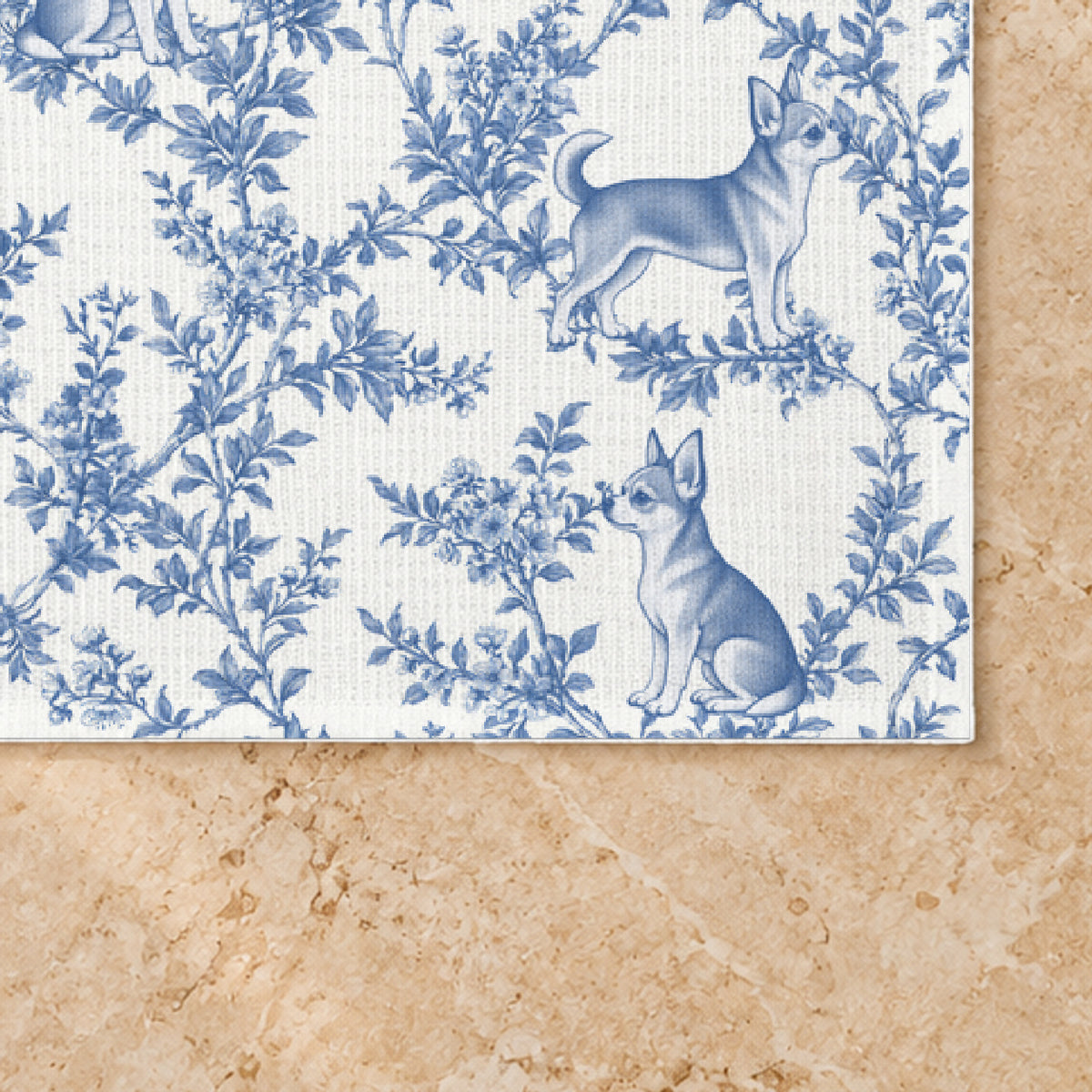 Chihuahua toile placemat — 03 Fabric Detail Blue