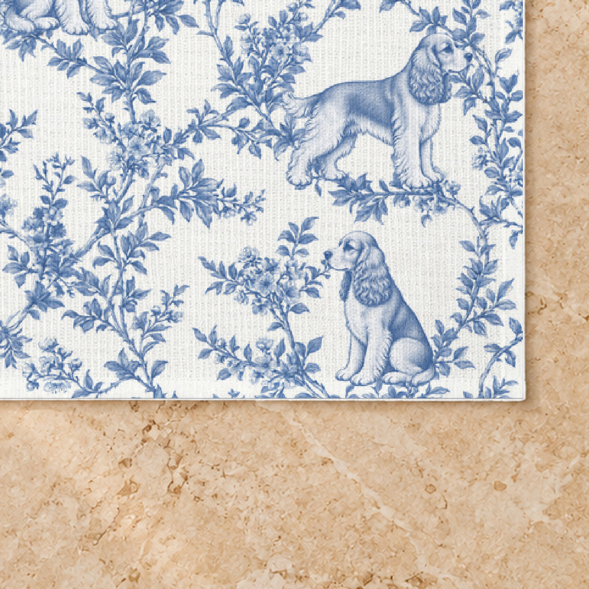 Cocker Spaniel toile placemat — 03 Fabric Detail Blue