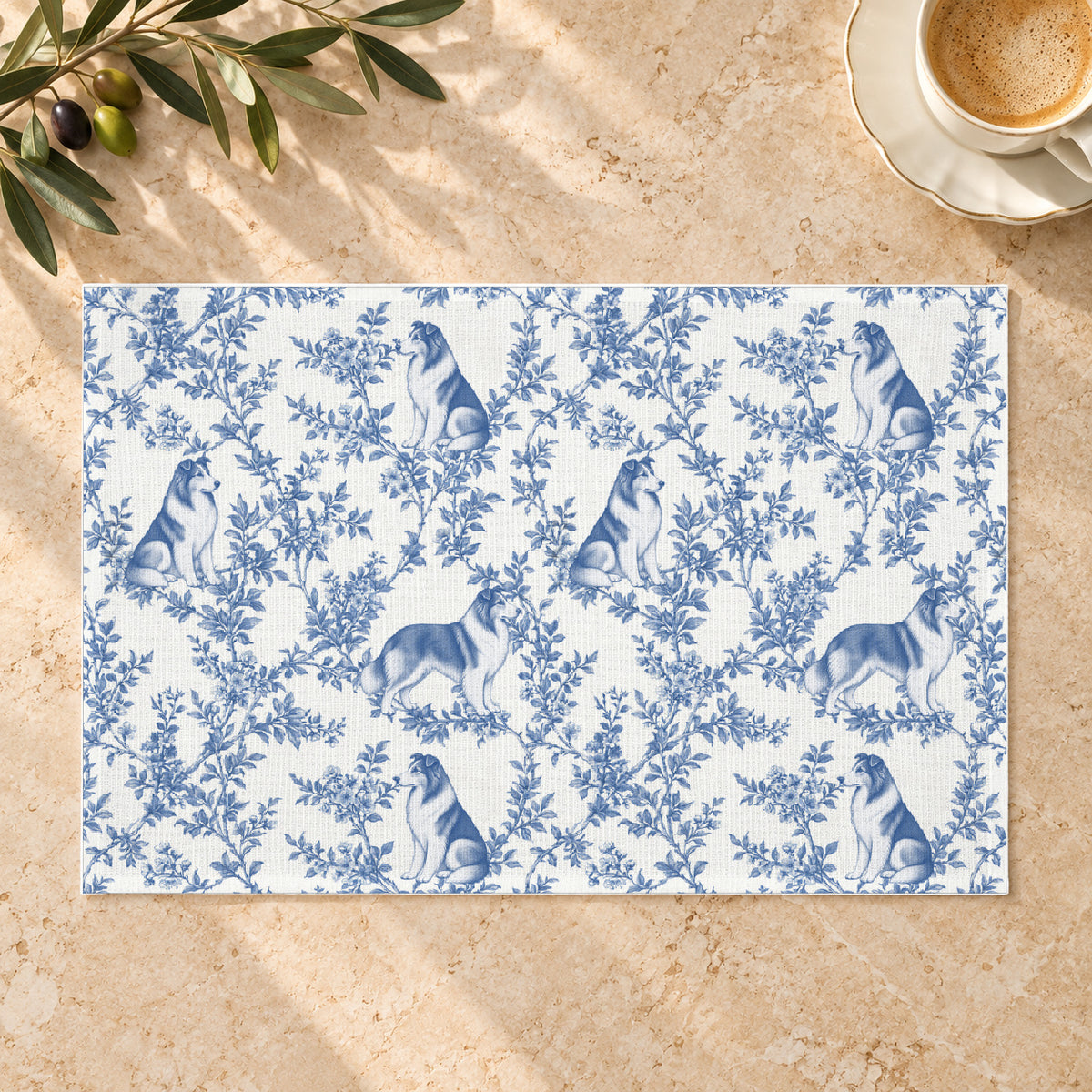 Collie toile placemat — 01 Limestone Hero Blue