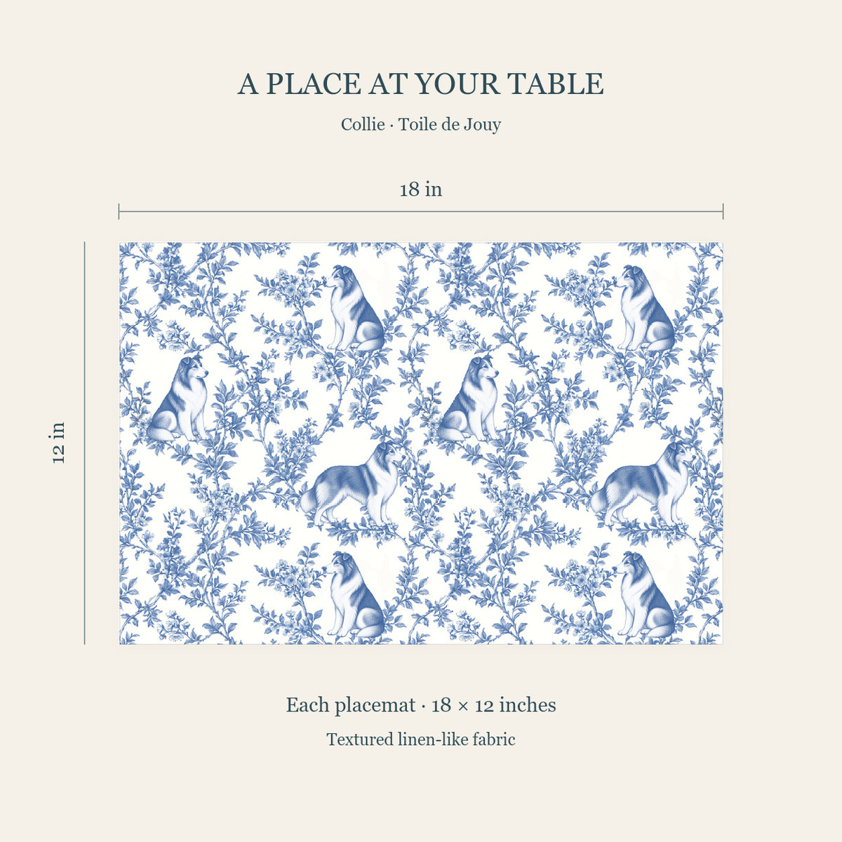 Collie toile placemat — 04 Dimensions Blue