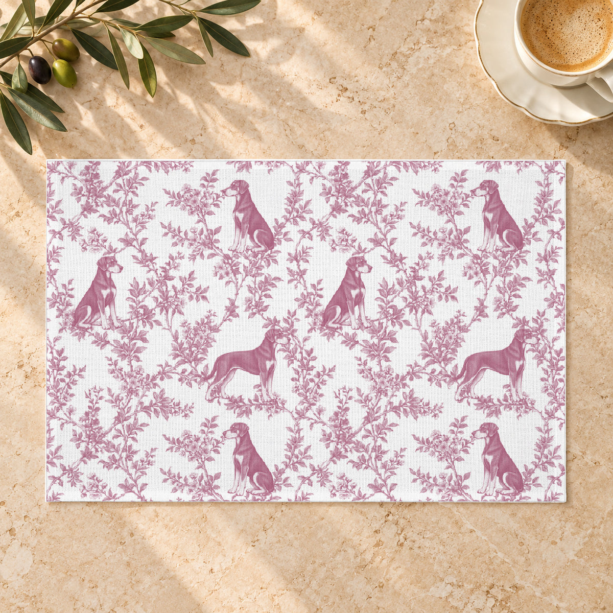 Doberman Pinscher toile placemat — 01 Limestone Hero Pink