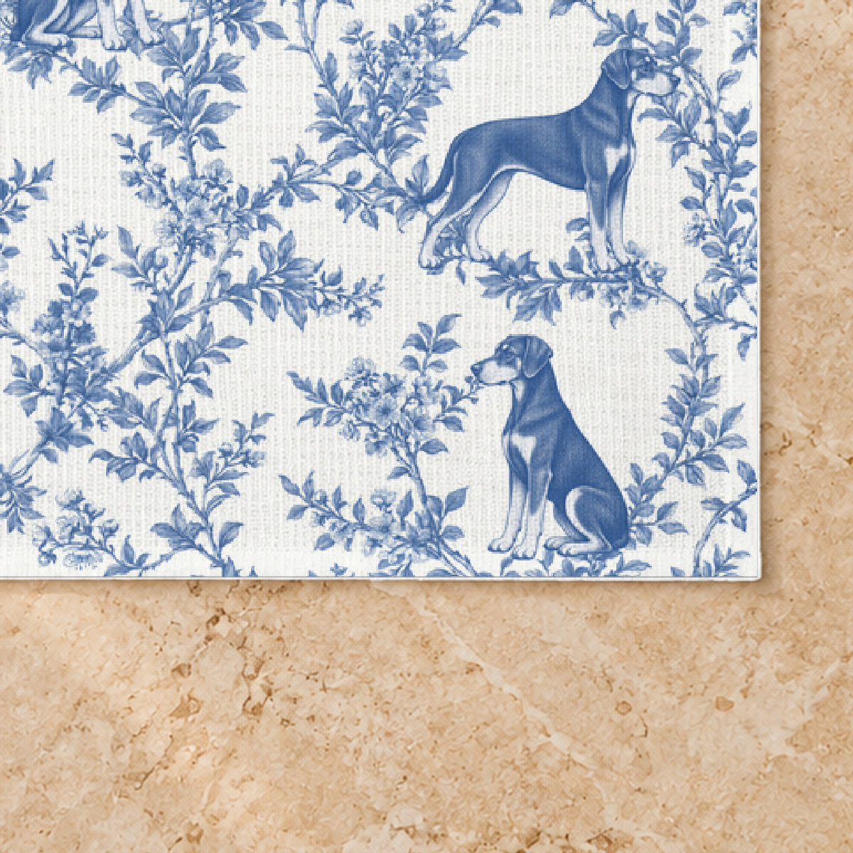 Doberman Pinscher toile placemat — 03 Fabric Detail Blue
