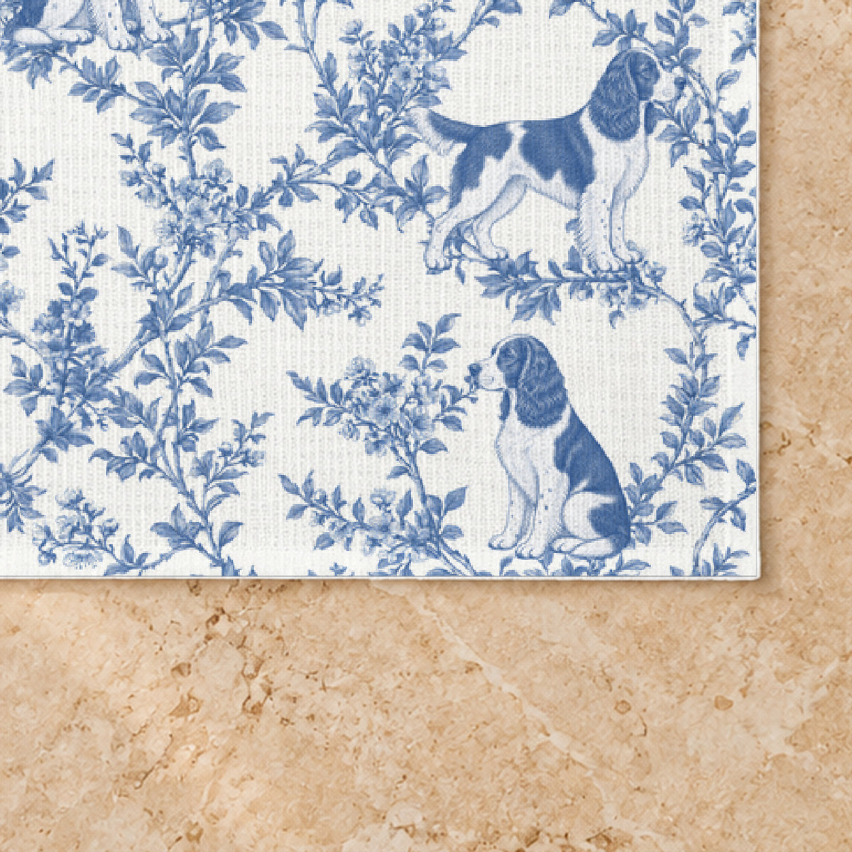English Springer Spaniel toile placemat — 03 Fabric Detail Blue