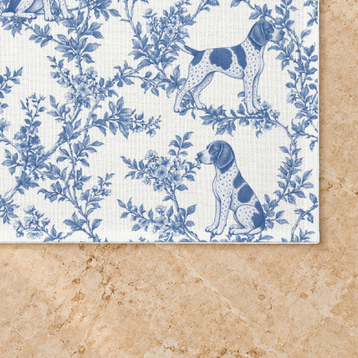 German Shorthaired Pointer toile placemat — 03 Fabric Detail Blue