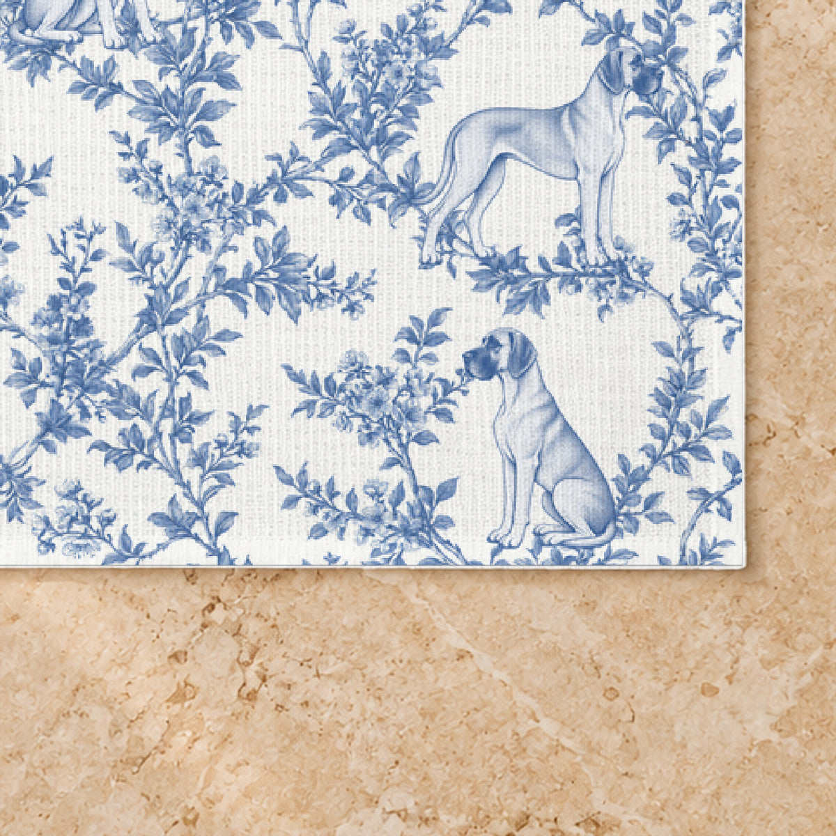 Great Dane toile placemat — 03 Fabric Detail Blue