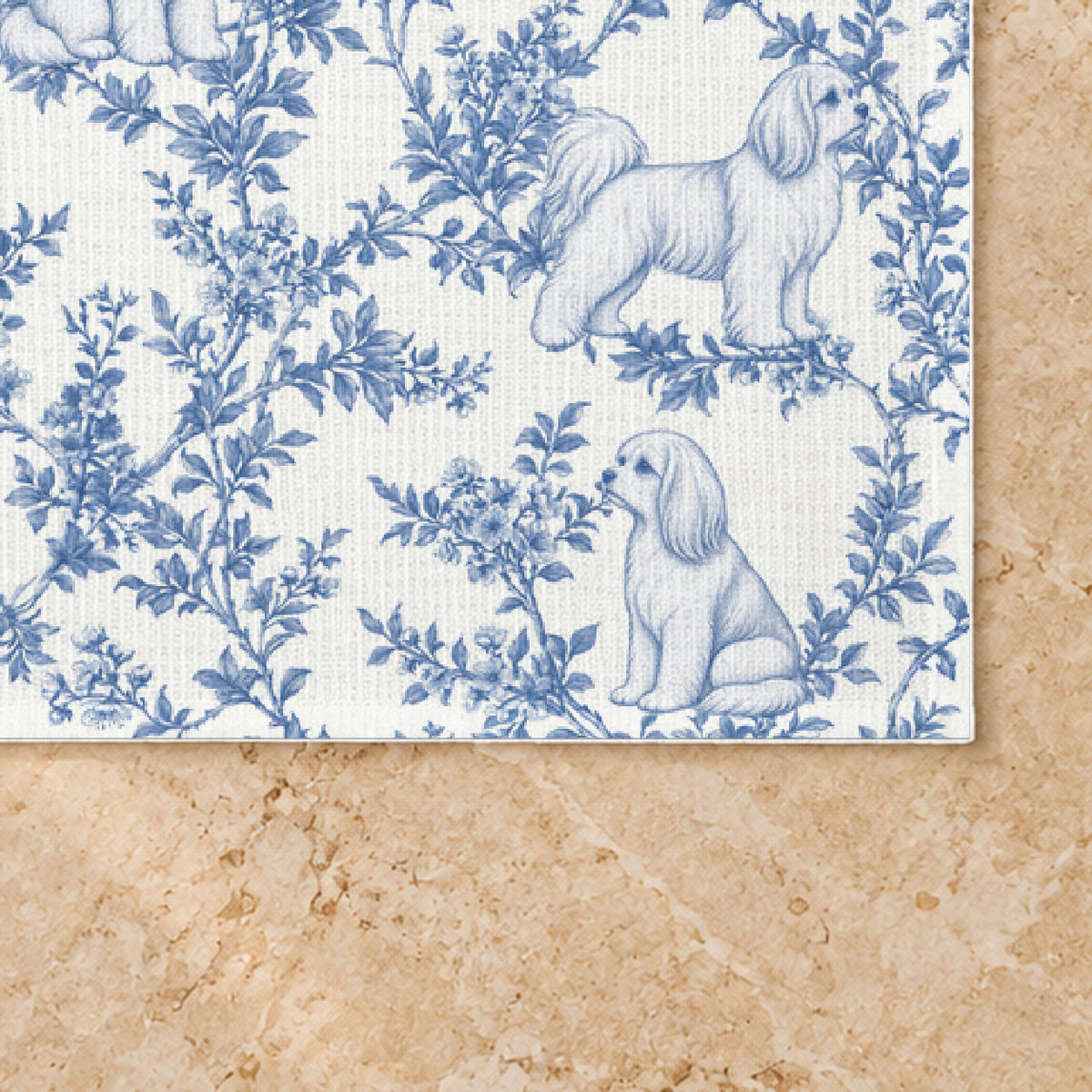 Maltese toile placemat — 03 Fabric Detail Blue