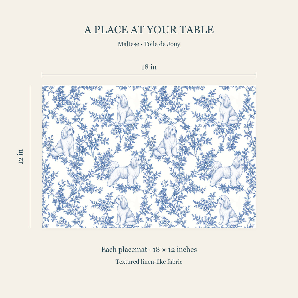 Maltese toile placemat — 04 Dimensions Blue
