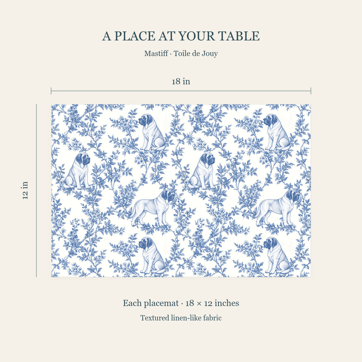 Mastiff toile placemat — 04 Dimensions Blue