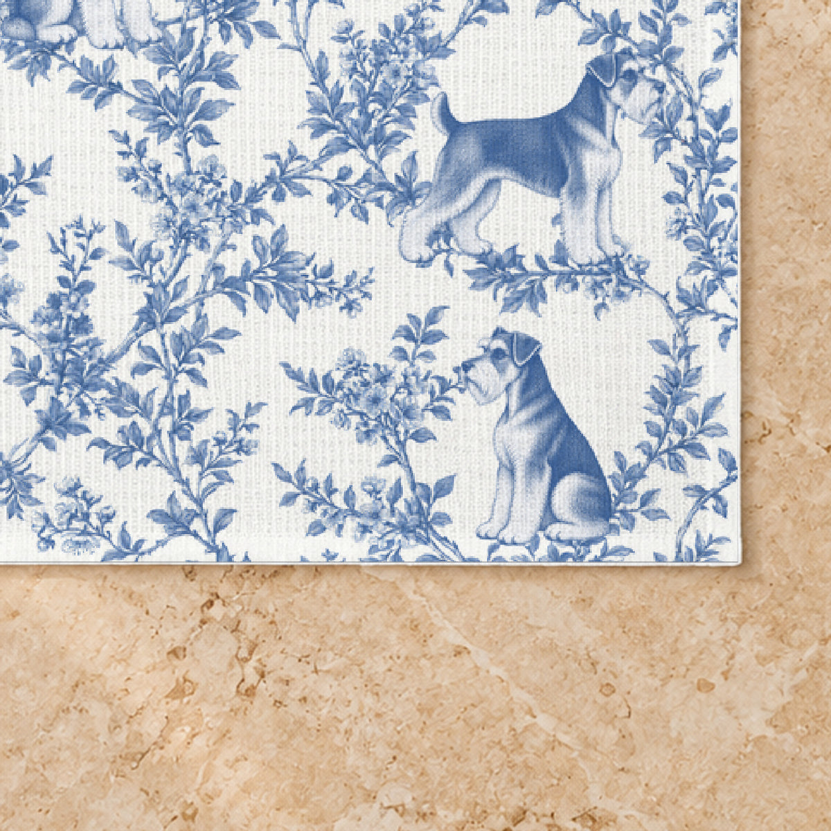 Miniature Schnauzer toile placemat — 03 Fabric Detail Blue