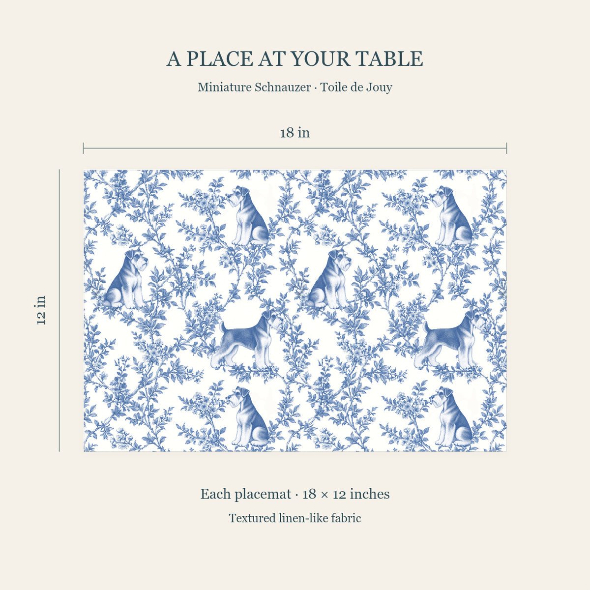 Miniature Schnauzer toile placemat — 04 Dimensions Blue