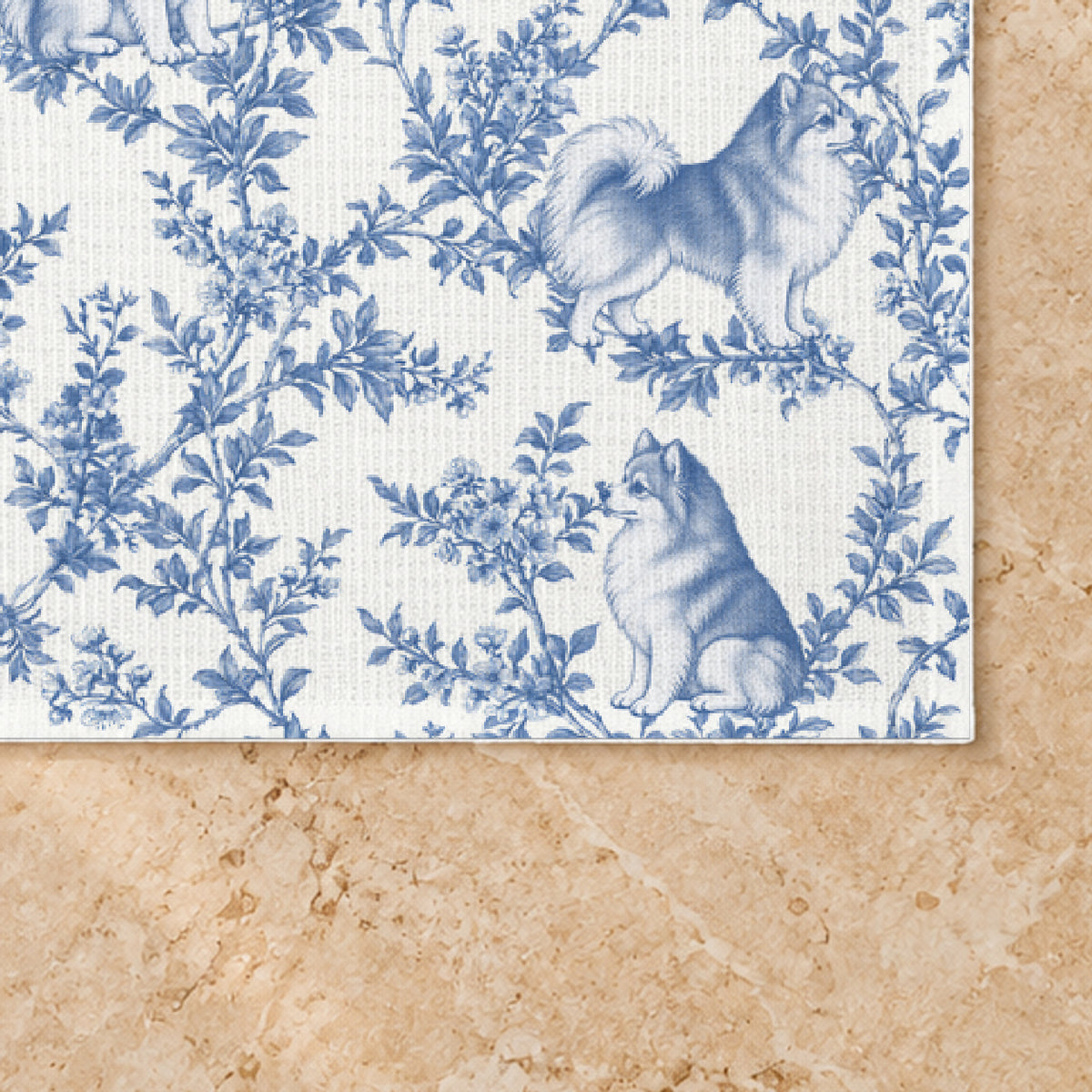 Pomeranian toile placemat — 03 Fabric Detail Blue