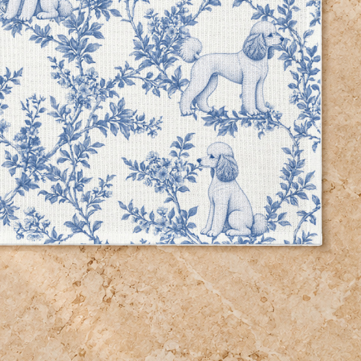 Poodle toile placemat — 03 Fabric Detail Blue