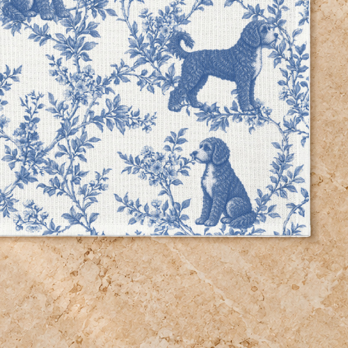 Portuguese Water Dog toile placemat — 03 Fabric Detail Blue