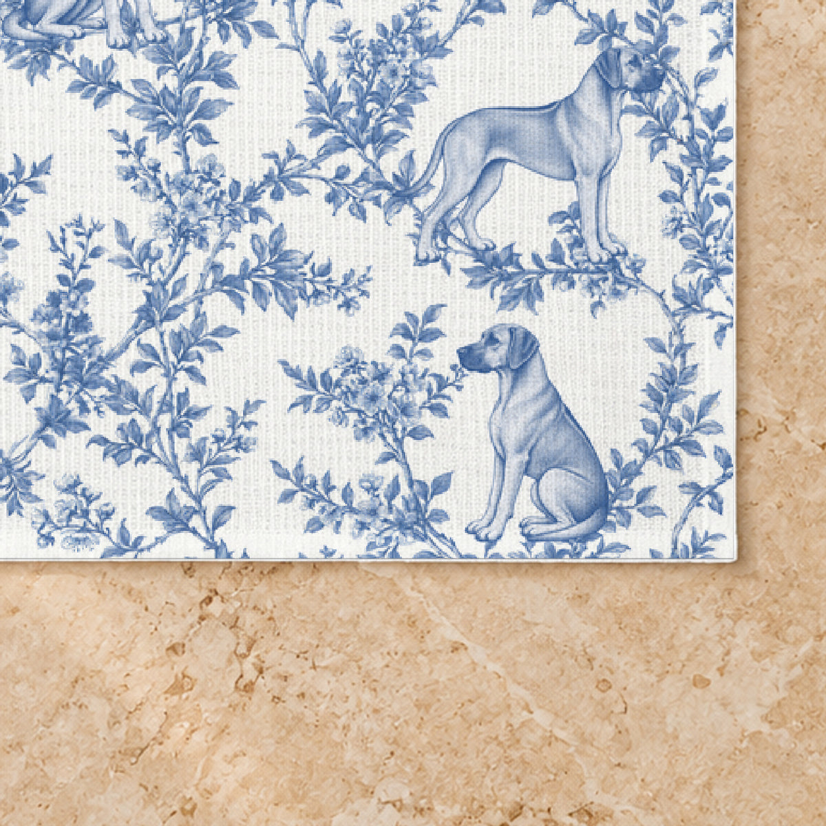 Rhodesian Ridgeback toile placemat — 03 Fabric Detail Blue
