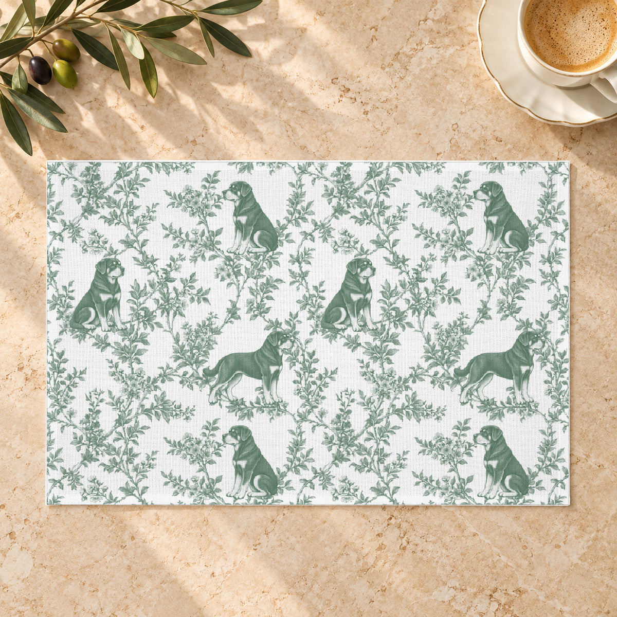 Rottweiler toile placemat — 01 Limestone Hero Green