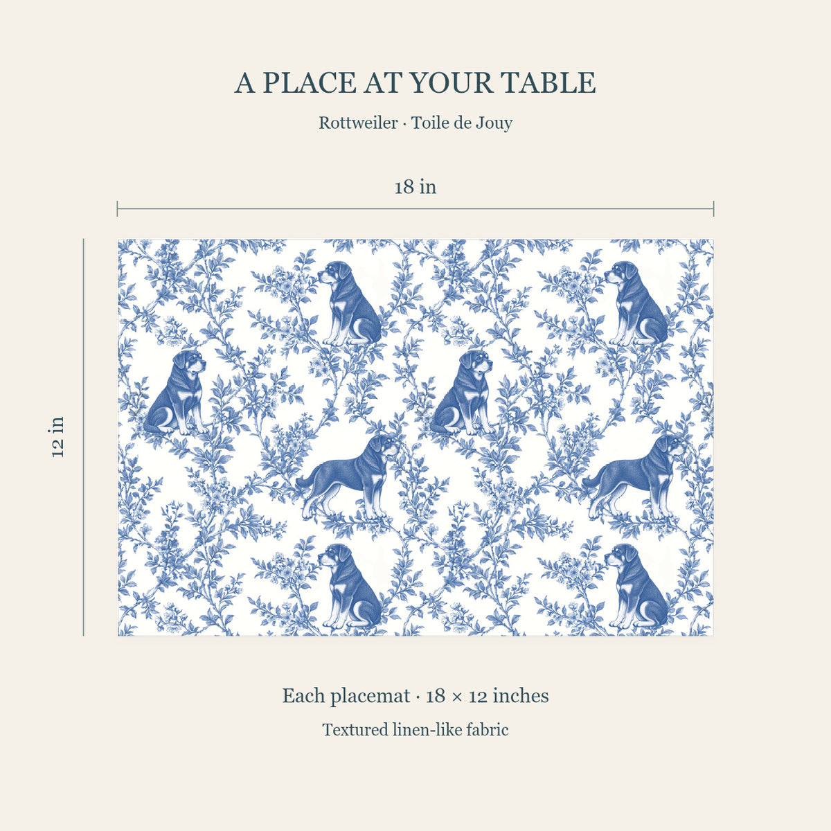 Rottweiler toile placemat — 04 Dimensions Blue