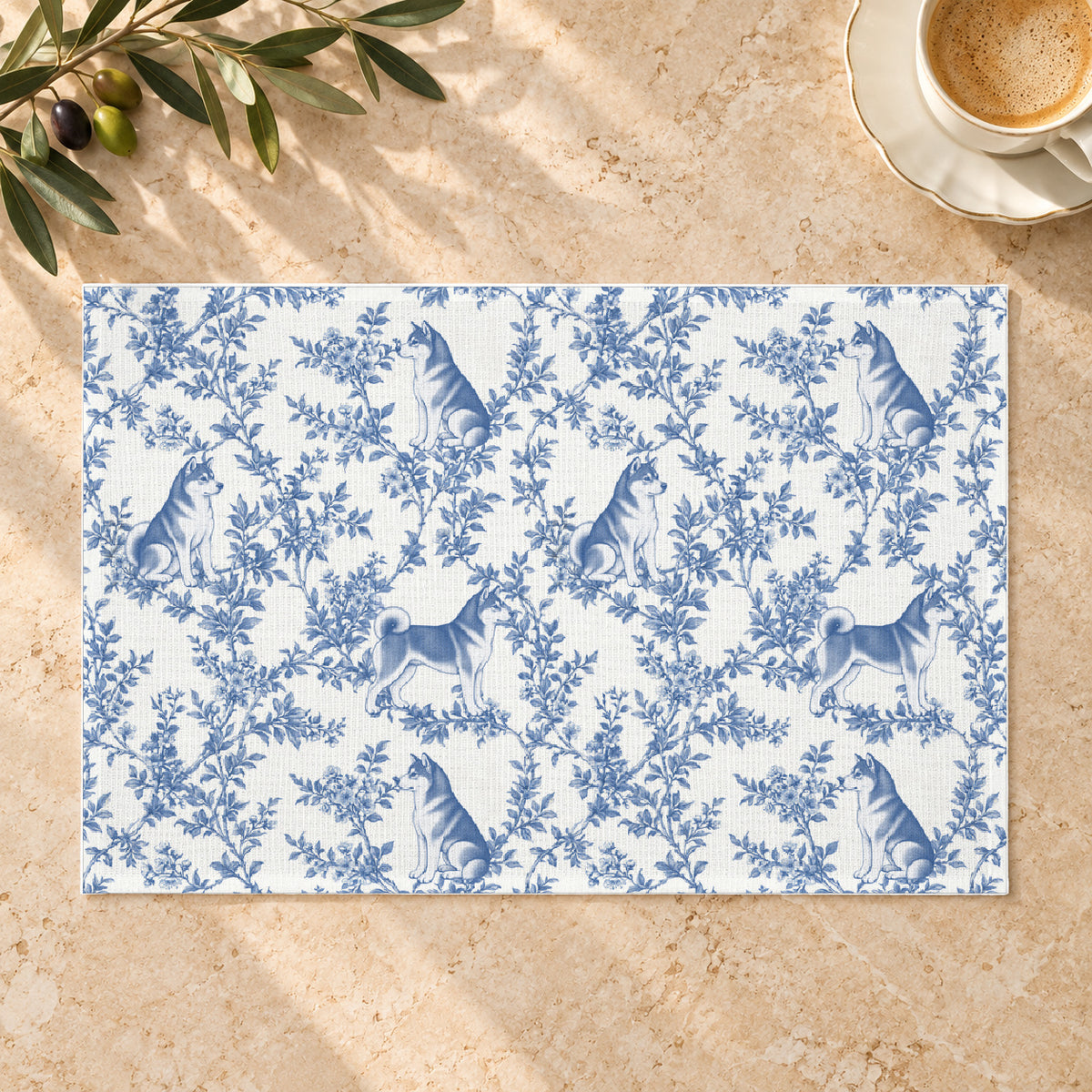 Shiba Inu toile placemat — 01 Limestone Hero Blue