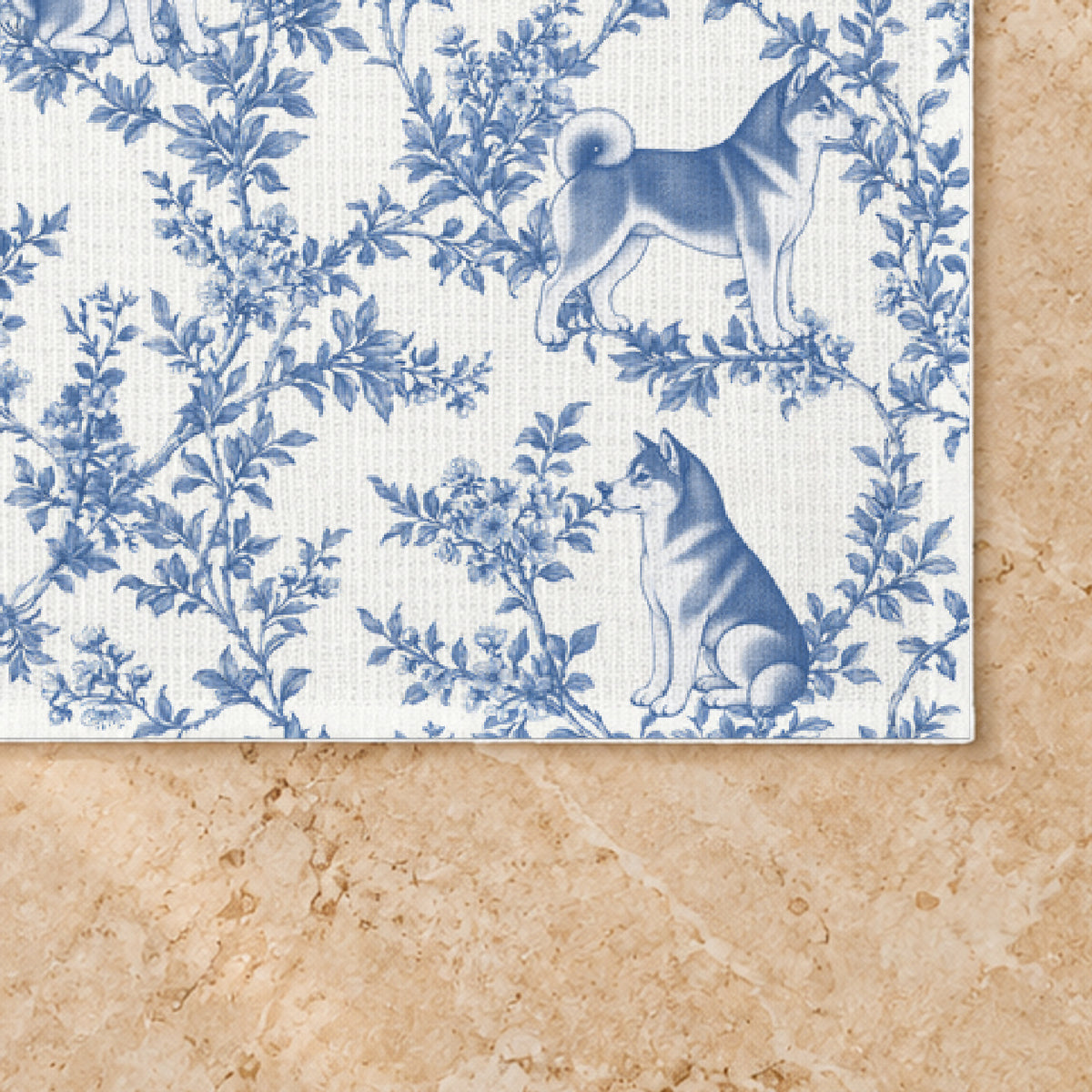 Shiba Inu toile placemat — 03 Fabric Detail Blue
