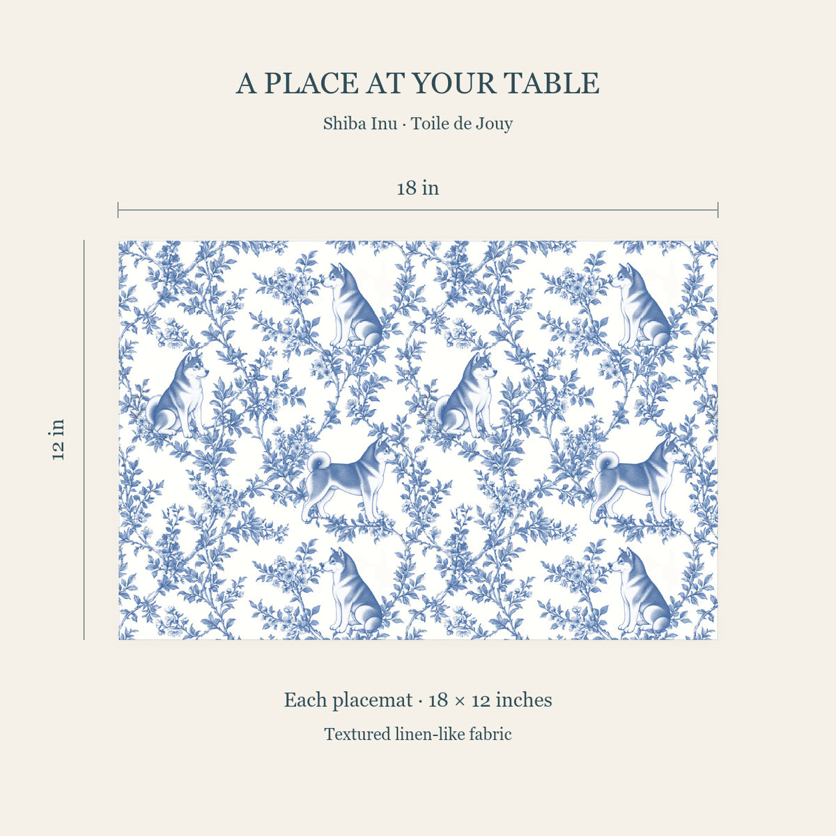 Shiba Inu toile placemat — 04 Dimensions Blue