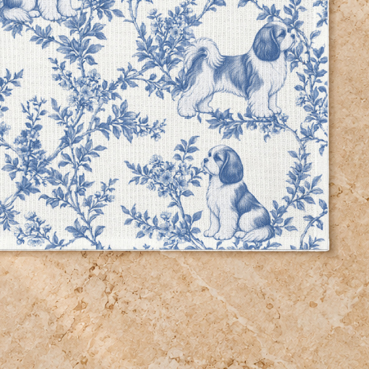 Shih Tzu toile placemat — 03 Fabric Detail Blue