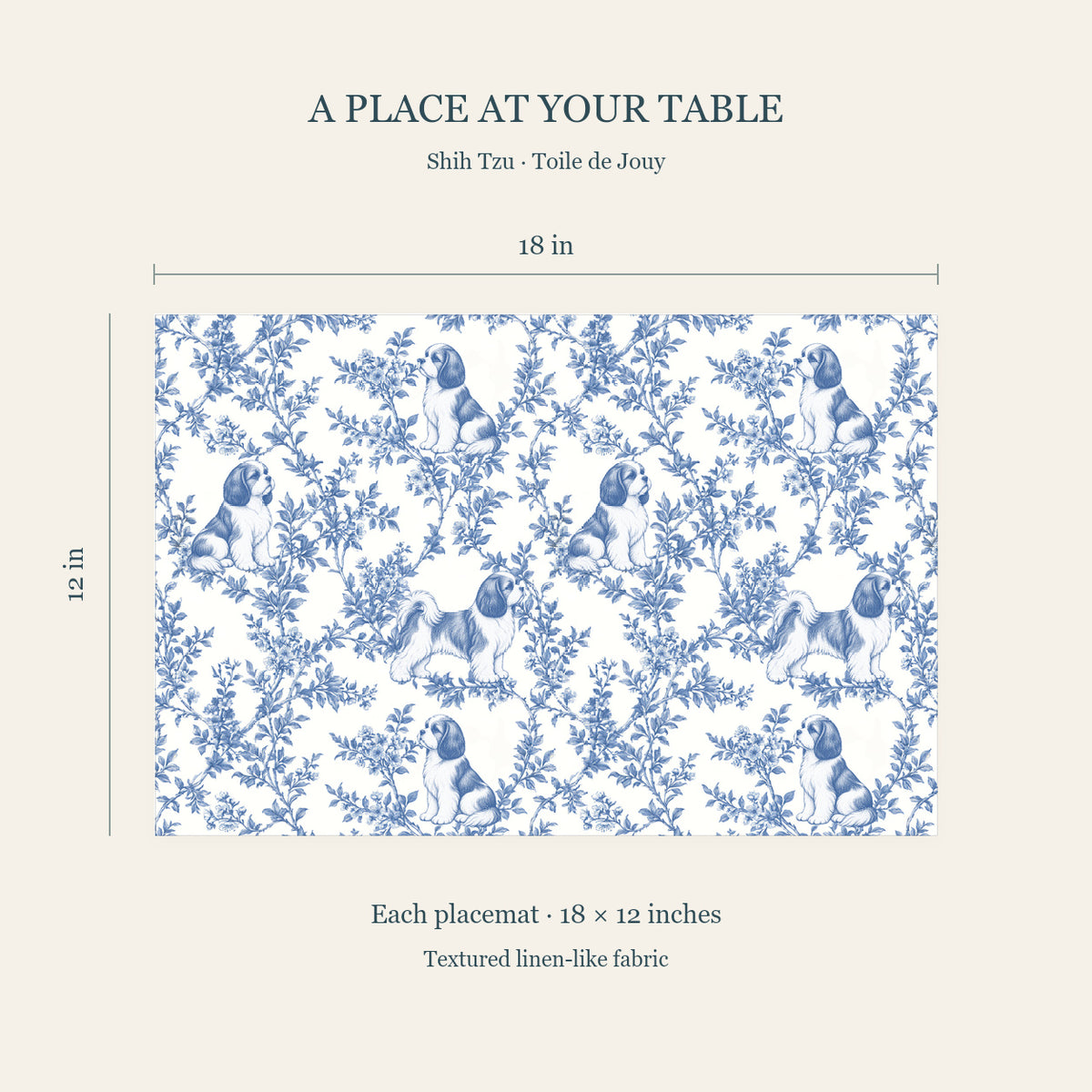 Shih Tzu toile placemat — 04 Dimensions Blue