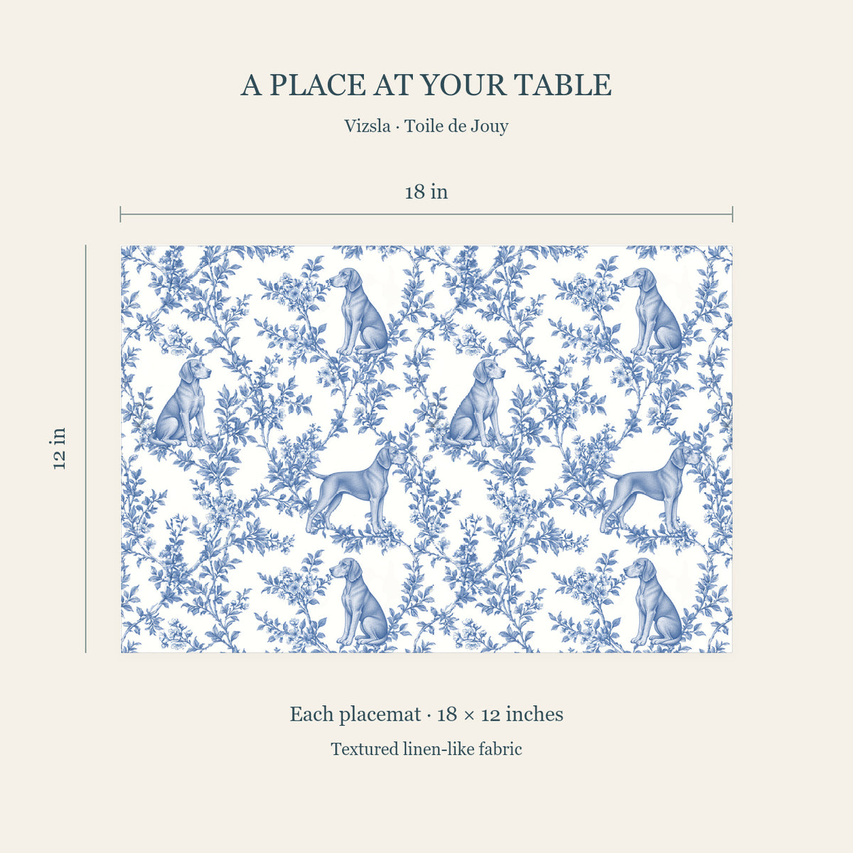Vizsla toile placemat — 04 Dimensions Blue