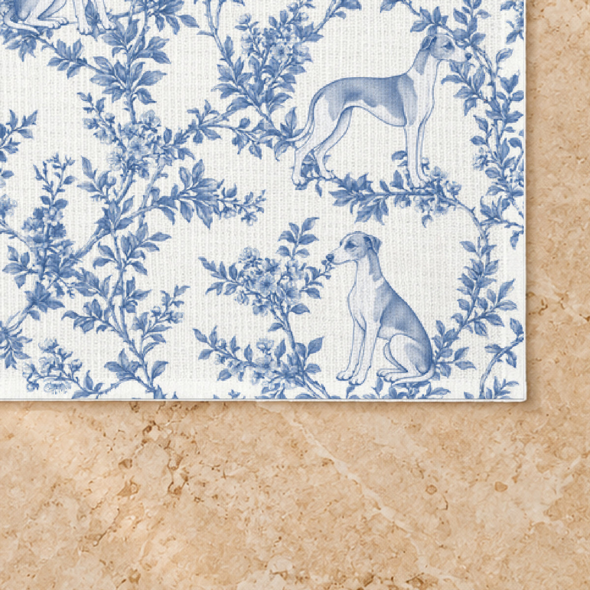 Whippet toile placemat — 03 Fabric Detail Blue