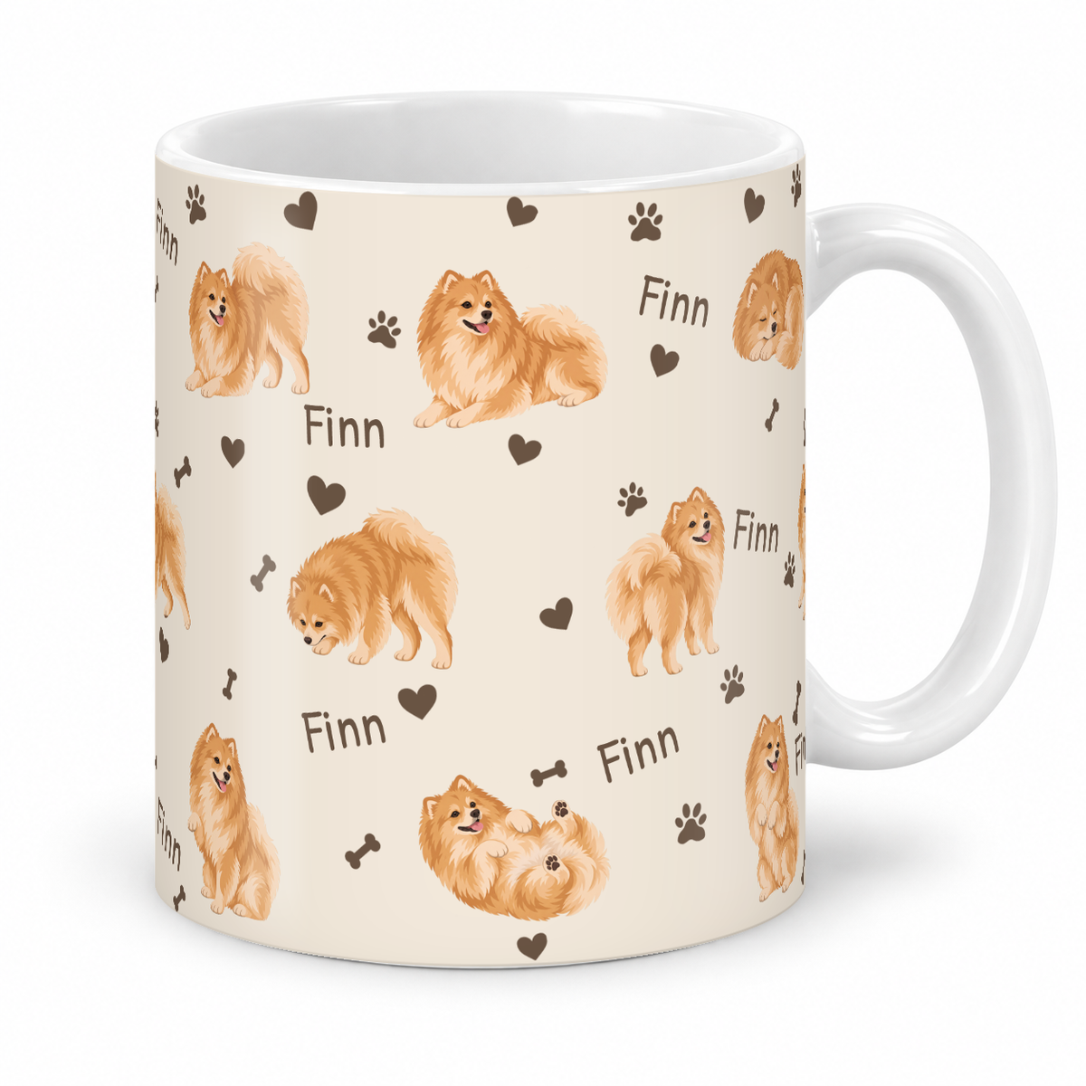 Pomeranian personalized name mug — Warm Ivory Studio
