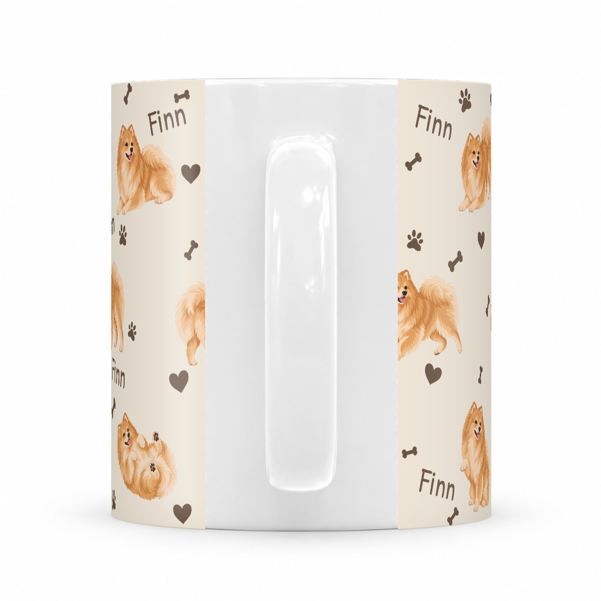 Pomeranian personalized name mug — Warm Ivory Handle