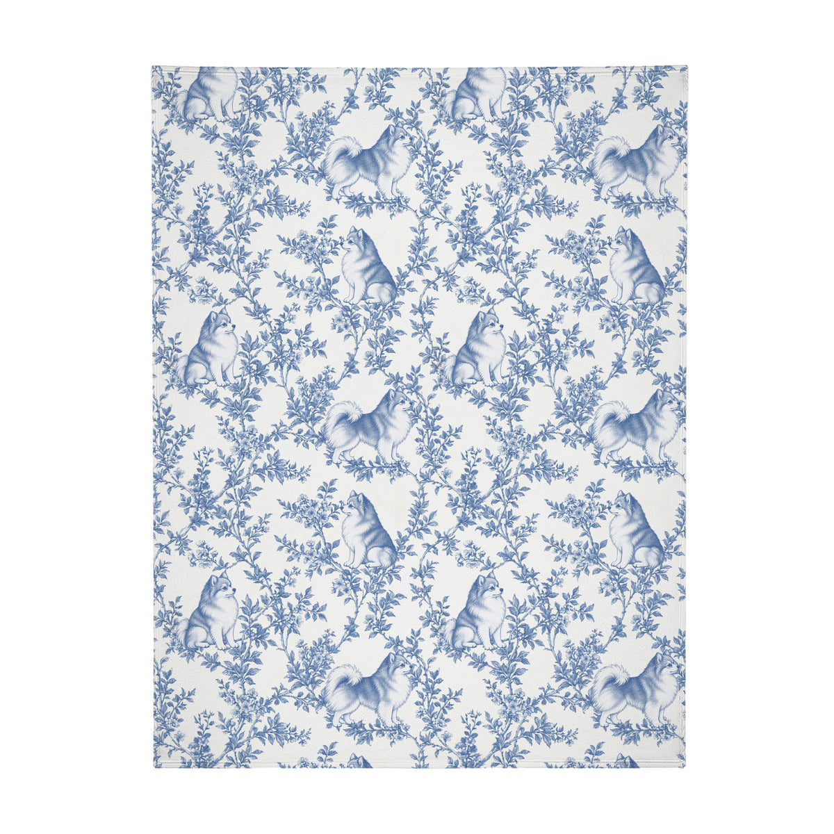 Pomeranian toile de Jouy blanket - Blue Blanket Flat