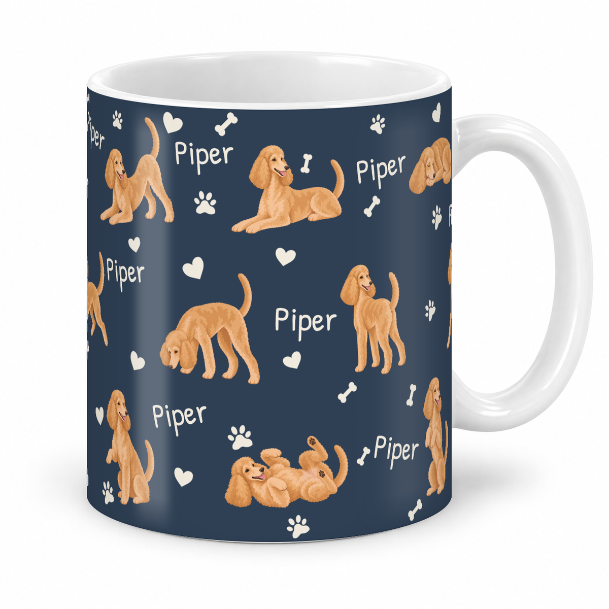Poodle personalized name mug — Deep Navy Studio