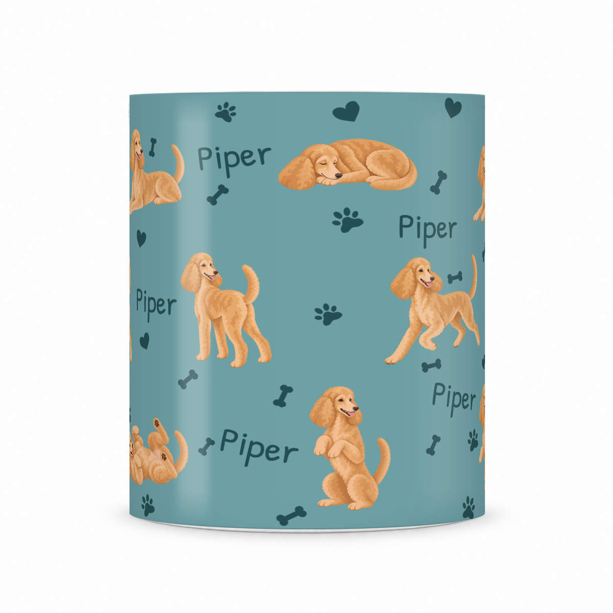 Poodle personalized name mug — Muted Teal Front