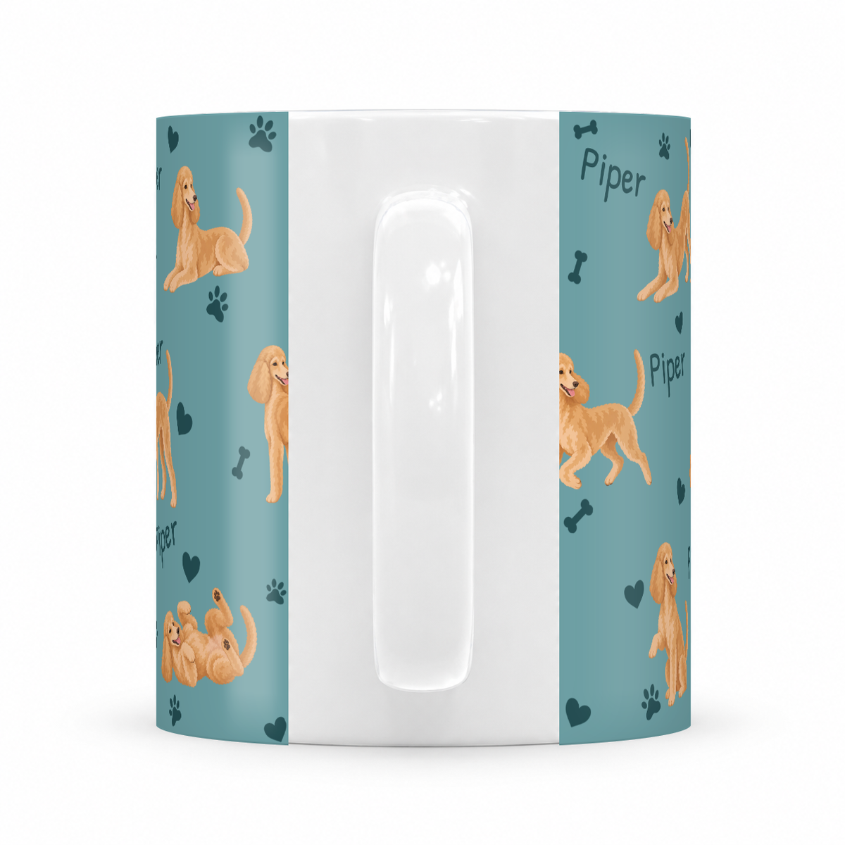 Poodle personalized name mug — Muted Teal Handle