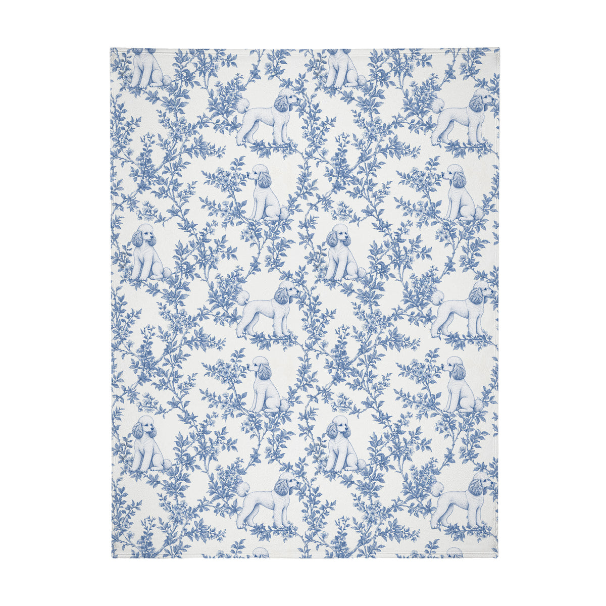 Poodle toile de Jouy blanket - Blue Blanket Flat