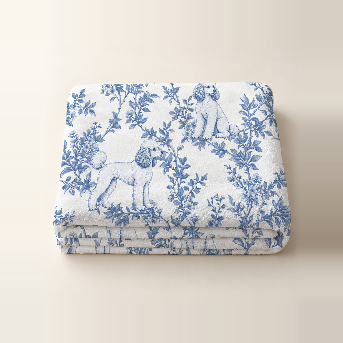 Poodle toile de Jouy blanket - Blue Blanket Folded Studio