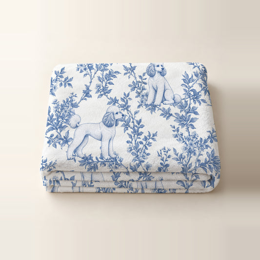 Poodle toile de Jouy blanket - Blue Blanket Folded Studio