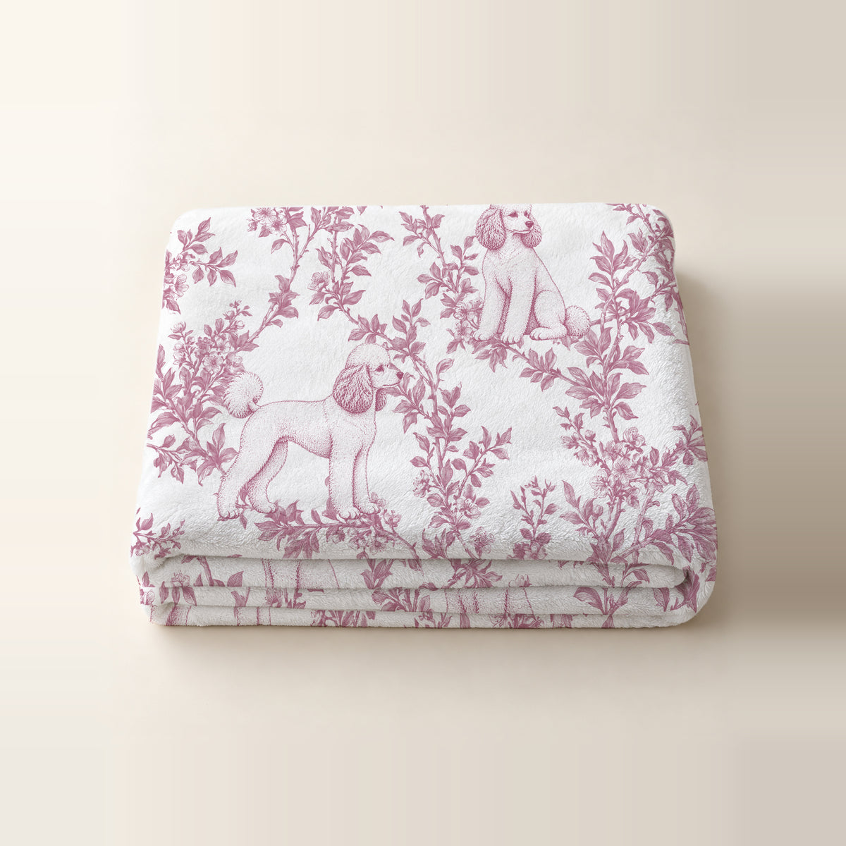 Poodle toile de Jouy blanket - Pink Thumbnail