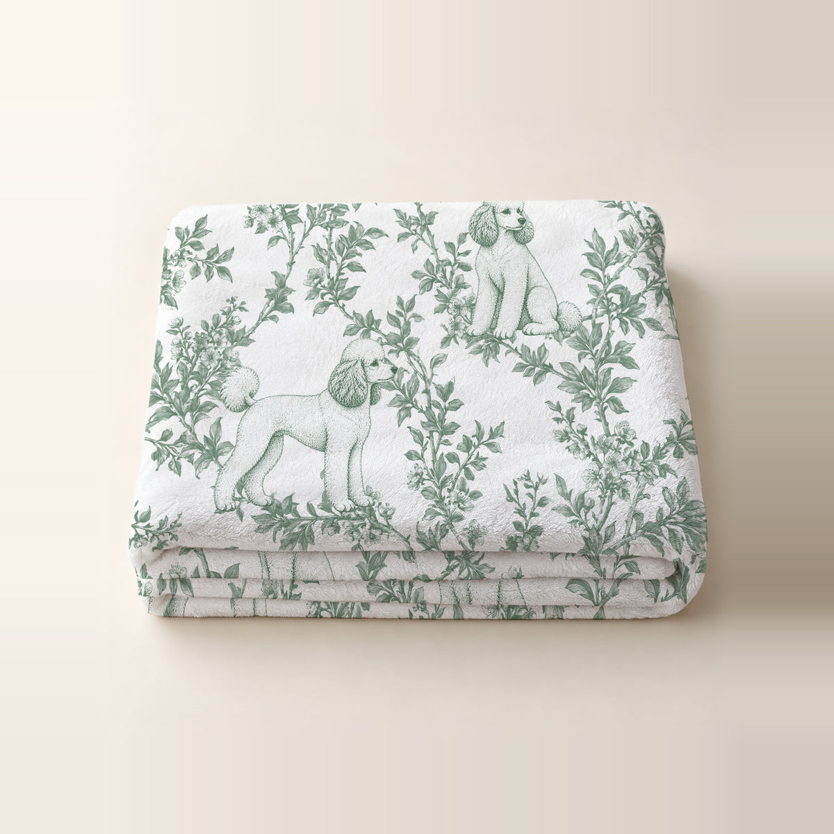 Poodle toile de Jouy blanket - Green Thumbnail