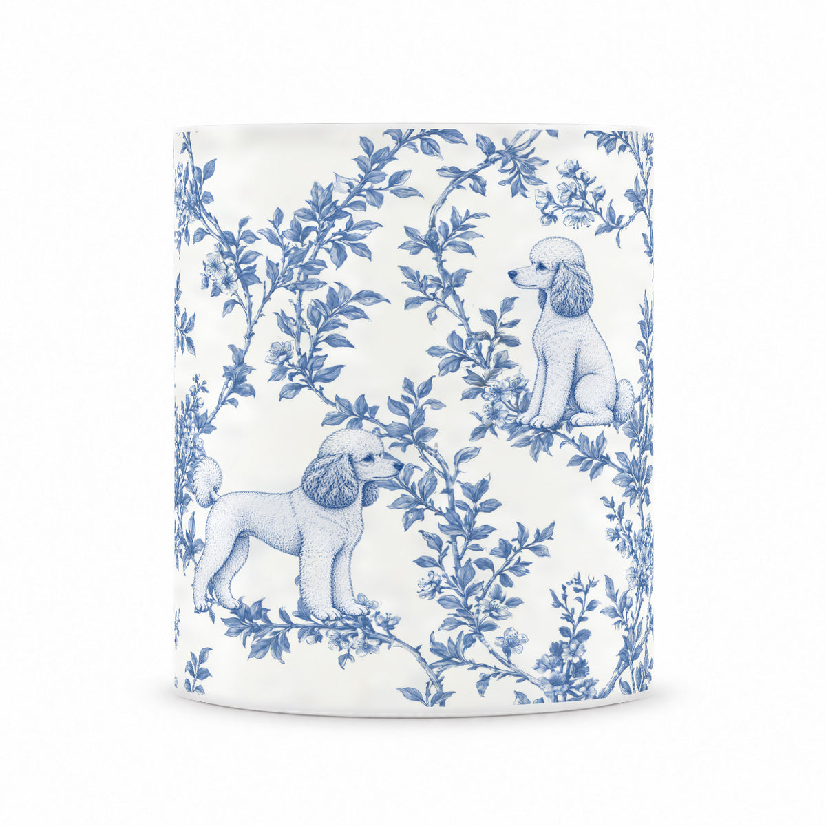Poodle toile mug — Blue Front View