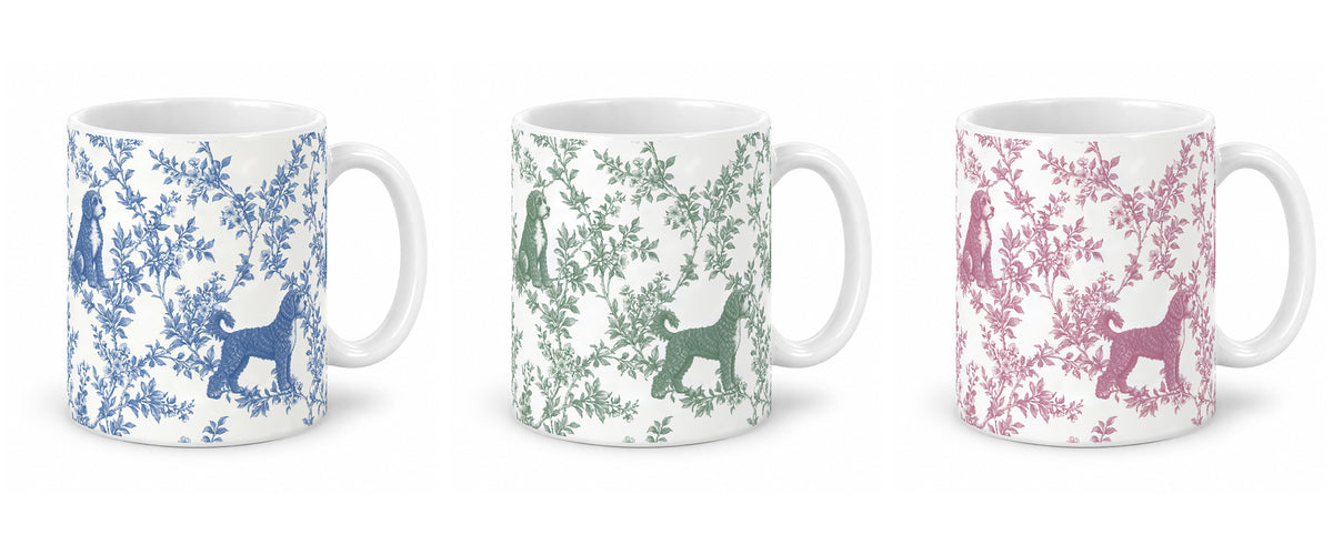 Portuguese Water Dog toile mug — Three Colors