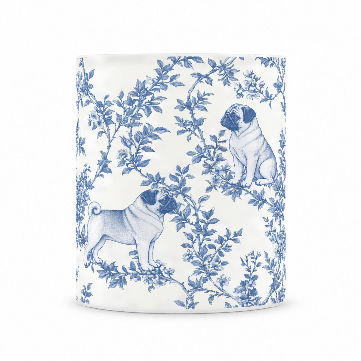 Pug toile mug — Blue Front View