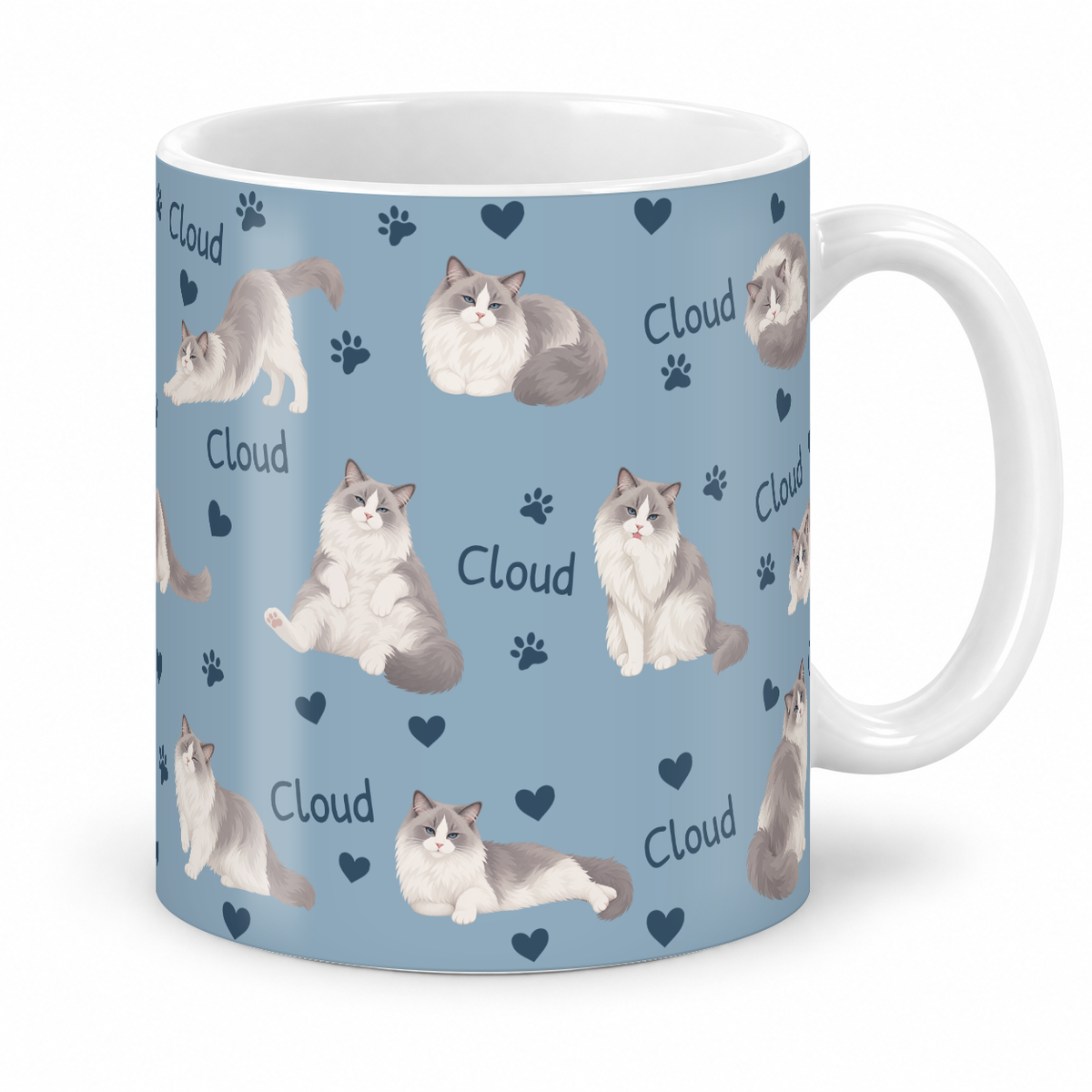Ragdoll personalized name mug — Dusty Blue Studio
