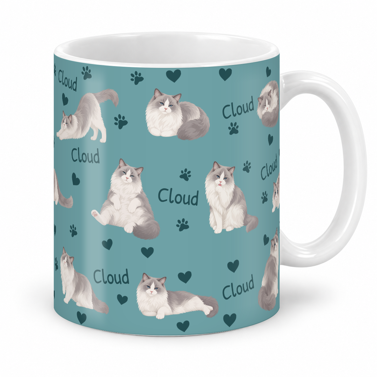 Ragdoll personalized name mug — Muted Teal Studio
