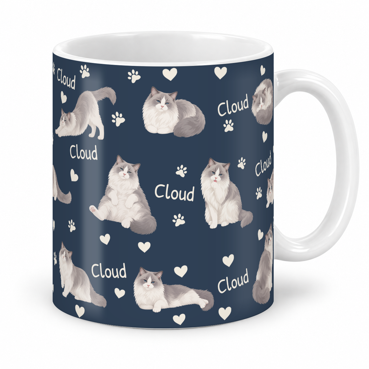 Ragdoll personalized name mug — Deep Navy Studio