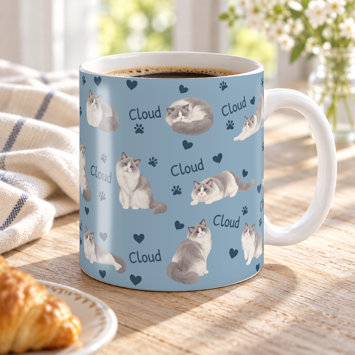 Ragdoll personalized name mug — Dusty Blue Lifestyle