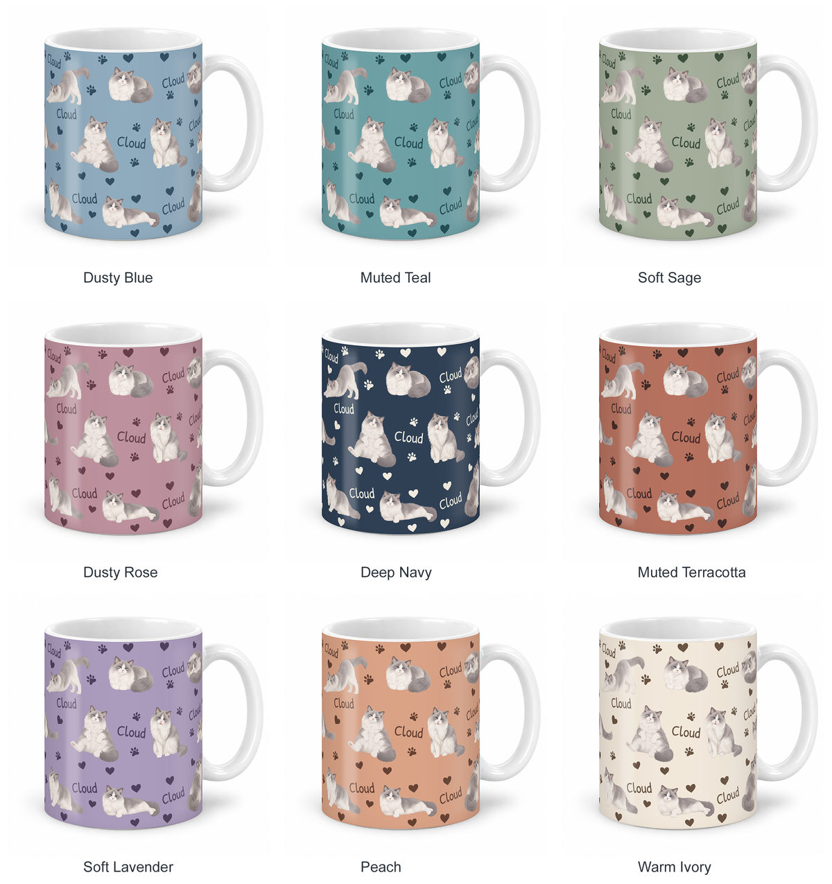 Ragdoll personalized name mug — Nine Colors