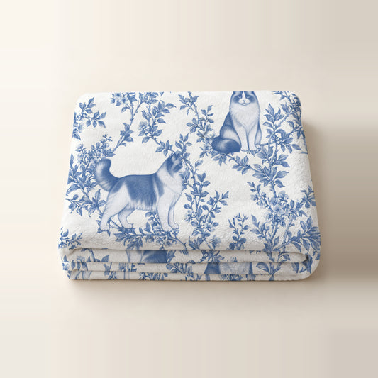 Ragdoll toile de Jouy blanket - Blue Blanket Folded Studio